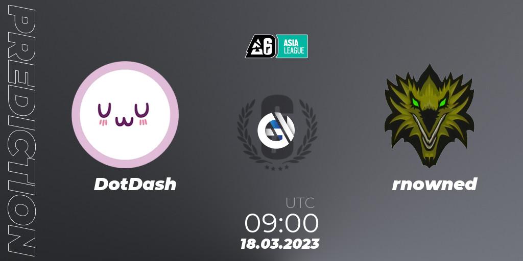 Pronósticos DotDash - rnowned. 18.03.2023 at 10:00. South Asia League 2023 - Stage 1 - Rainbow Six