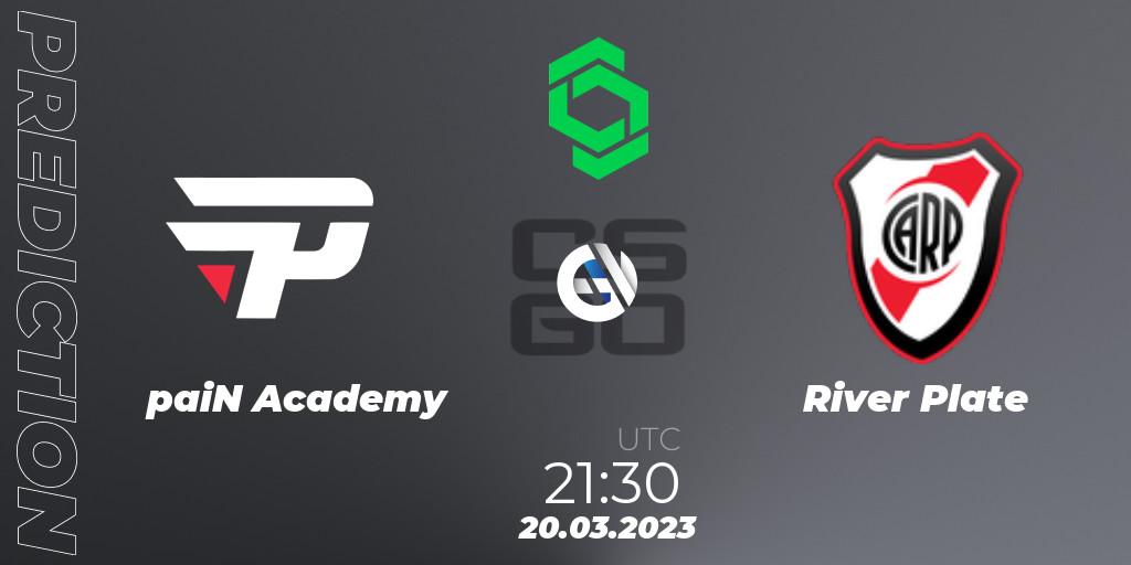 Pronósticos paiN Academy - River Plate. 20.03.2023 at 21:30. CCT South America Series #6: Closed Qualifier - Counter-Strike (CS2)
