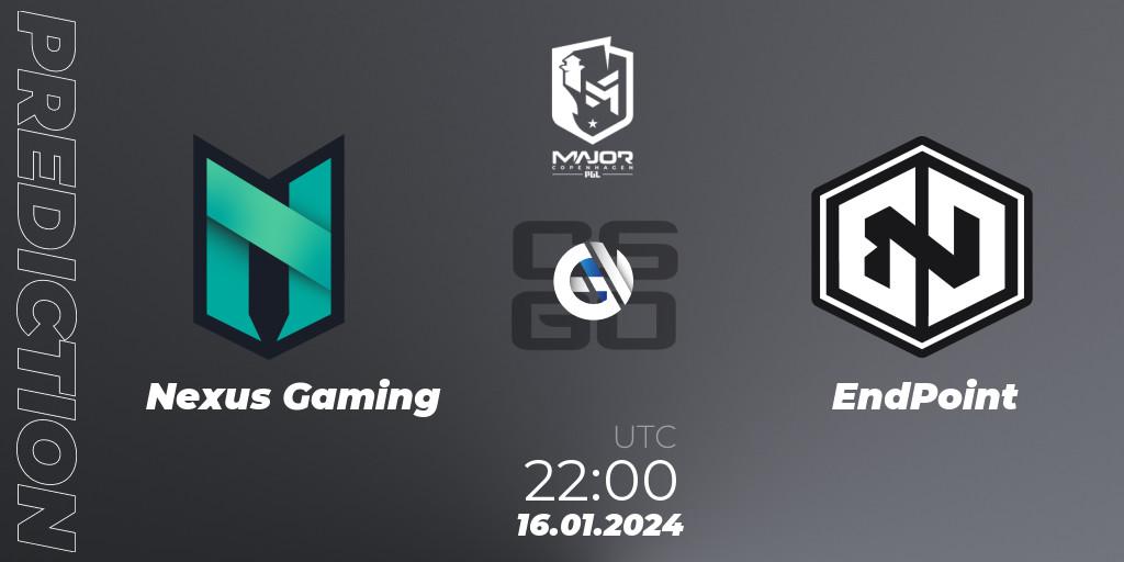 Pronósticos Nexus Gaming - EndPoint. 16.01.24. PGL CS2 Major Copenhagen 2024 Europe RMR Open Qualifier 4 - CS2 (CS:GO)