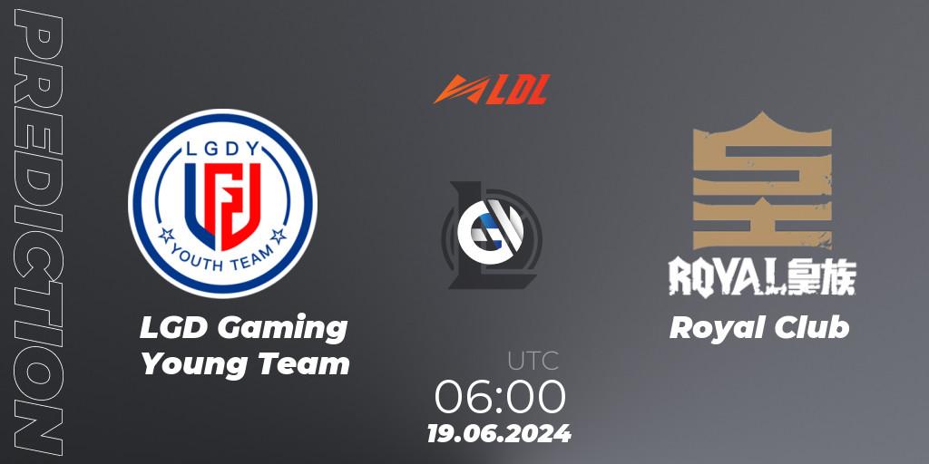 Pronósticos LGD Gaming Young Team - Royal Club. 19.06.2024 at 06:00. LDL 2024 - Stage 3 - LoL