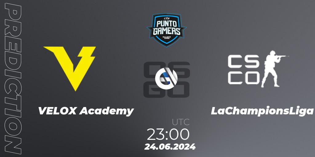 Pronósticos VELOX Academy - LaChampionsLiga. 24.06.2024 at 23:00. Punto Gamers Cup 2024 - Counter-Strike (CS2)