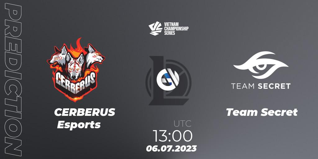 Pronósticos CERBERUS Esports - Team Secret. 07.07.2023 at 10:00. VCS Dusk 2023 - LoL