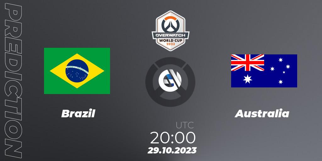 Pronósticos Brazil - Australia. 29.10.23. Overwatch World Cup 2023 - Overwatch
