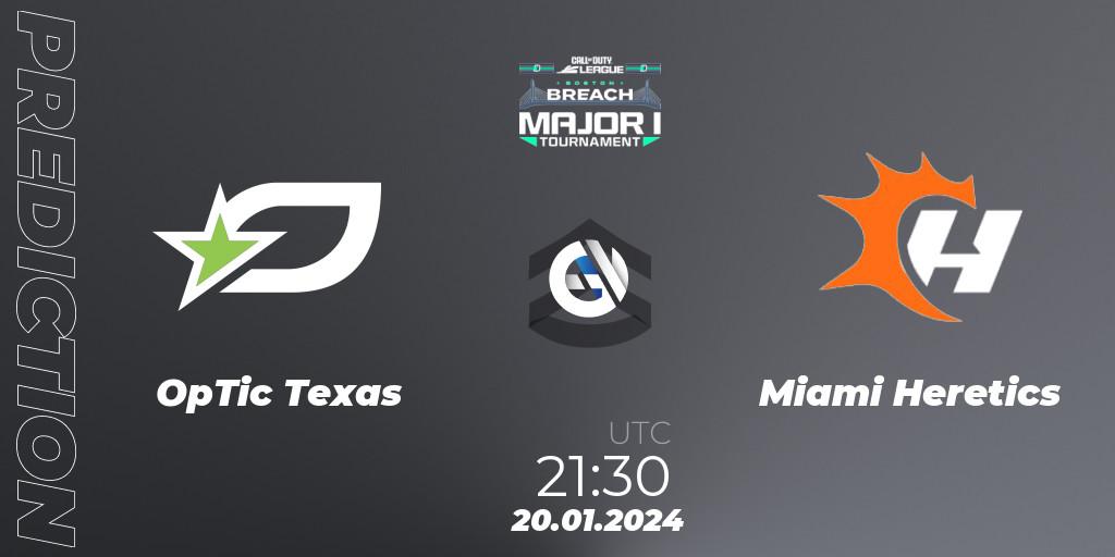 Pronósticos OpTic Texas - Miami Heretics. 19.01.2024 at 21:30. Call of Duty League 2024: Stage 1 Major Qualifiers - Call of Duty