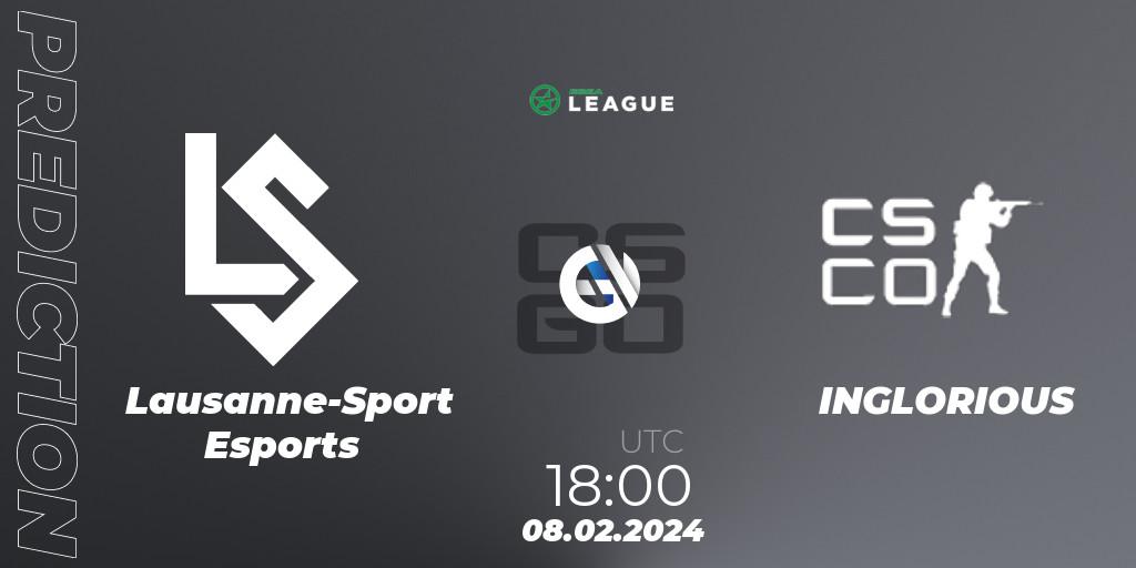 Pronósticos Lausanne-Sport Esports - INGLORIOUS. 08.02.2024 at 18:00. ESEA Season 48: Advanced Division - Europe - Counter-Strike (CS2)