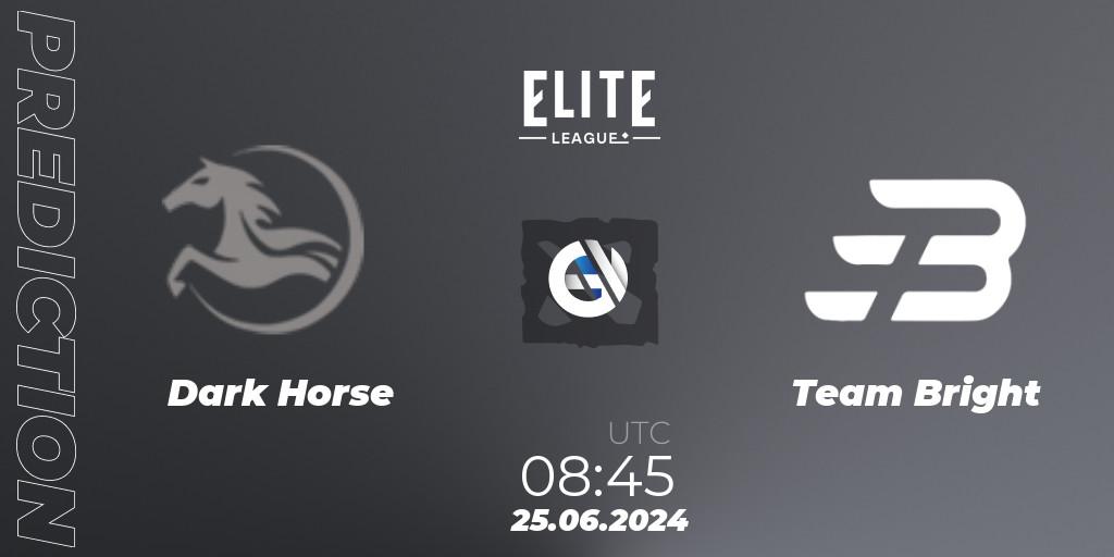 Pronósticos Dark Horse - Team Bright. 25.06.2024 at 08:45. Elite League Season 2: China Closed Qualifier - Dota 2