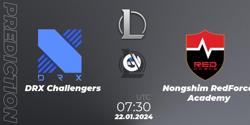 Pronósticos DRX Challengers - Nongshim RedForce Academy. 22.01.24. LCK Challengers League 2024 Spring - Group Stage - LoL