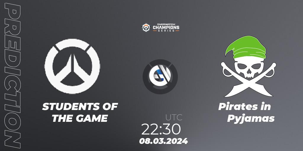 Pronósticos STUDENTS OF THE GAME - Pirates in Pyjamas. 08.03.2024 at 22:30. Overwatch Champions Series 2024 - North America Stage 1 Group Stage - Overwatch