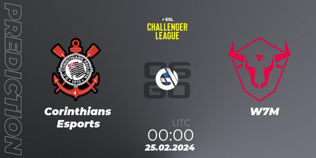 Pronósticos Corinthians Esports - W7M. 25.02.2024 at 00:00. ESL Challenger League Season 47: South America - Counter-Strike (CS2)