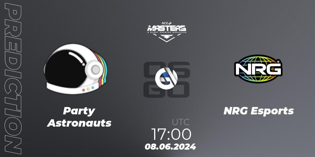 Pronósticos Party Astronauts - NRG Esports. 08.06.2024 at 17:00. Ace North American Masters Fall 2024 - BLAST Premier Qualifier - Counter-Strike (CS2)