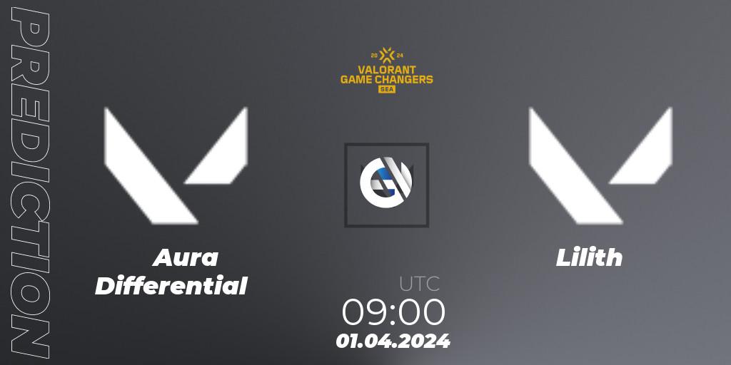 Pronósticos Aura Differential - Lilith. 01.04.2024 at 09:00. VCT 2024: Game Changers SEA Stage 1 - VALORANT