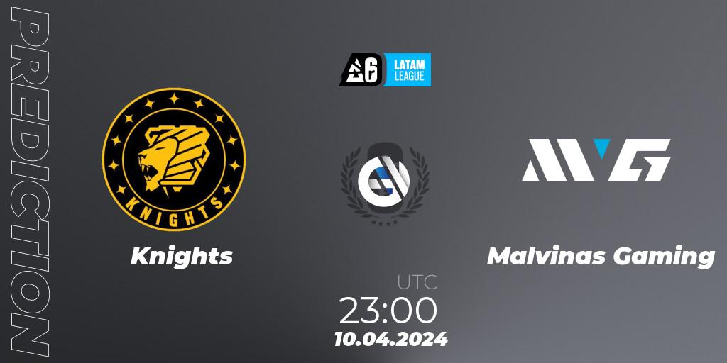 Pronósticos Knights - Malvinas Gaming. 10.04.2024 at 23:00. LATAM League 2024 - Stage 1: LATAM South - Rainbow Six