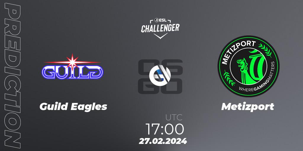 Pronósticos Guild Eagles - Metizport. 27.02.2024 at 17:00. ESL Challenger #56: European Open Qualifier - Counter-Strike (CS2)