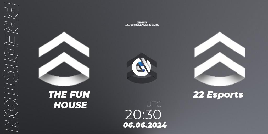 Pronósticos THE FUN HOUSE - 22 Esports. 06.06.2024 at 19:30. Call of Duty Challengers 2024 - Elite 3: EU - Call of Duty