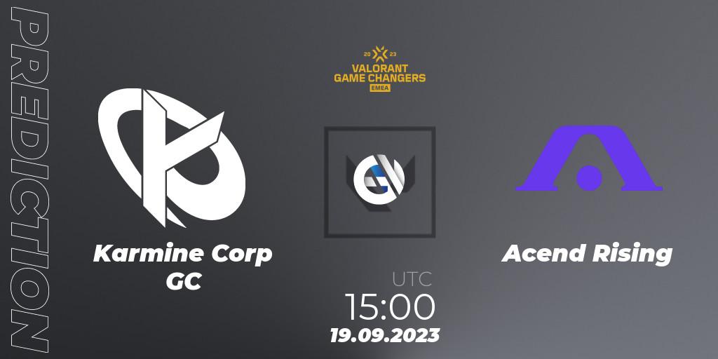 Pronósticos Karmine Corp GC - Acend Rising. 19.09.2023 at 15:00. VCT 2023: Game Changers EMEA Stage 3 - Group Stage - VALORANT