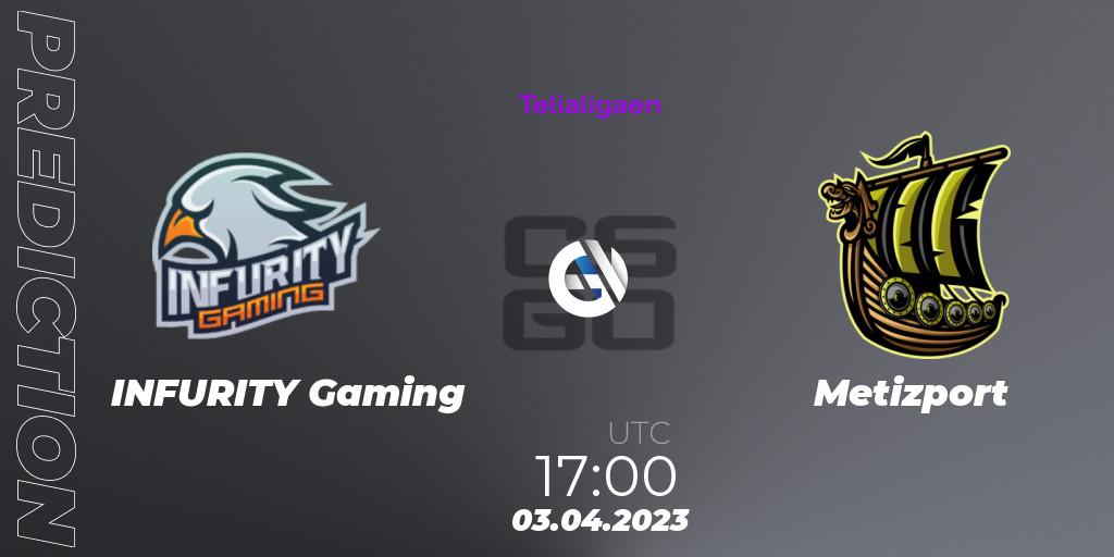 Pronósticos INFURITY Gaming - Metizport. 03.04.23. Telialigaen Spring 2023: Group stage - CS2 (CS:GO)