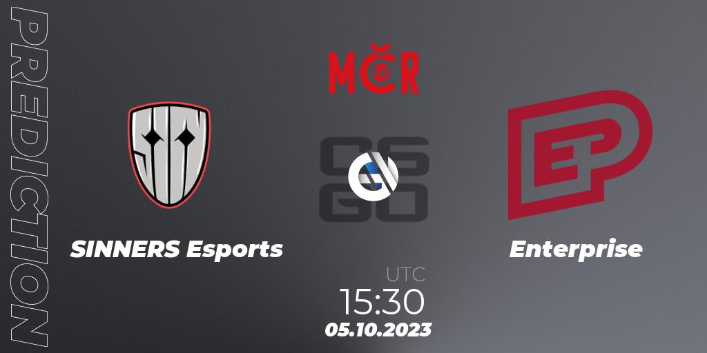 Pronósticos SINNERS Esports - Enterprise. 05.10.2023 at 12:00. Tipsport Cup Prague Fall 2023: Online Stage - Counter-Strike (CS2)