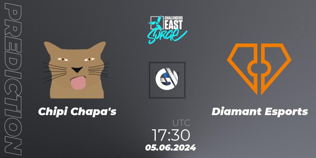 Pronósticos Chipi Chapa's - Diamant Esports. 05.06.2024 at 17:30. VALORANT Challengers 2024 East: Surge Split 2 - VALORANT