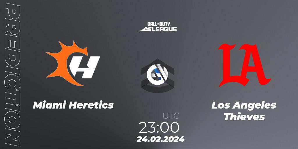 Pronósticos Miami Heretics - Los Angeles Thieves. 24.02.2024 at 23:00. Call of Duty League 2024: Stage 2 Major Qualifiers - Call of Duty