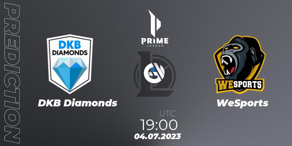 Pronósticos DKB Diamonds - WeSports. 04.07.2023 at 19:00. Prime League 2nd Division Summer 2023 - LoL
