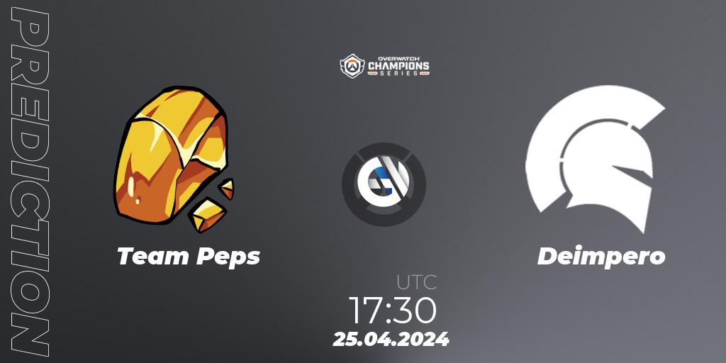 Pronósticos Team Peps - Deimpero. 25.04.2024 at 17:30. Overwatch Champions Series 2024 - EMEA Stage 2 Main Event - Overwatch