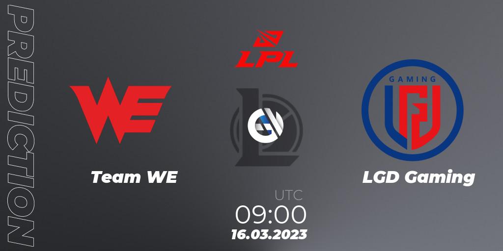 Pronósticos Team WE - LGD Gaming. 16.03.2023 at 09:00. LPL Spring 2023 - Group Stage - LoL