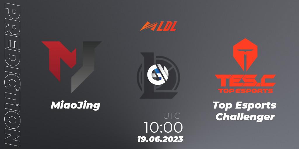 Pronósticos MiaoJing - Top Esports Challenger. 19.06.2023 at 11:00. LDL 2023 - Regular Season - Stage 3 - LoL