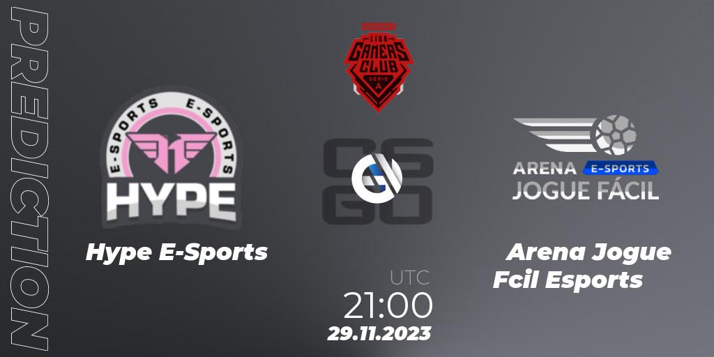 Pronósticos Hype E-Sports - Arena Jogue Fácil Esports. 29.11.2023 at 21:00. Gamers Club Liga Série A: Esquenta - Counter-Strike (CS2)