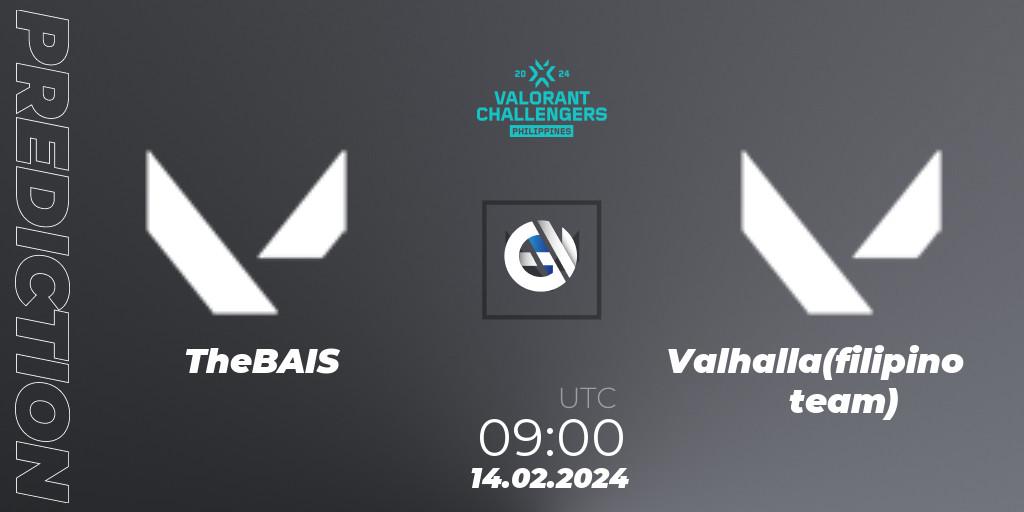 Pronósticos TheBAIS - Valhalla(filipino team). 14.02.2024 at 09:00. VALORANT Challengers 2024 Philippines: Split 1 - VALORANT