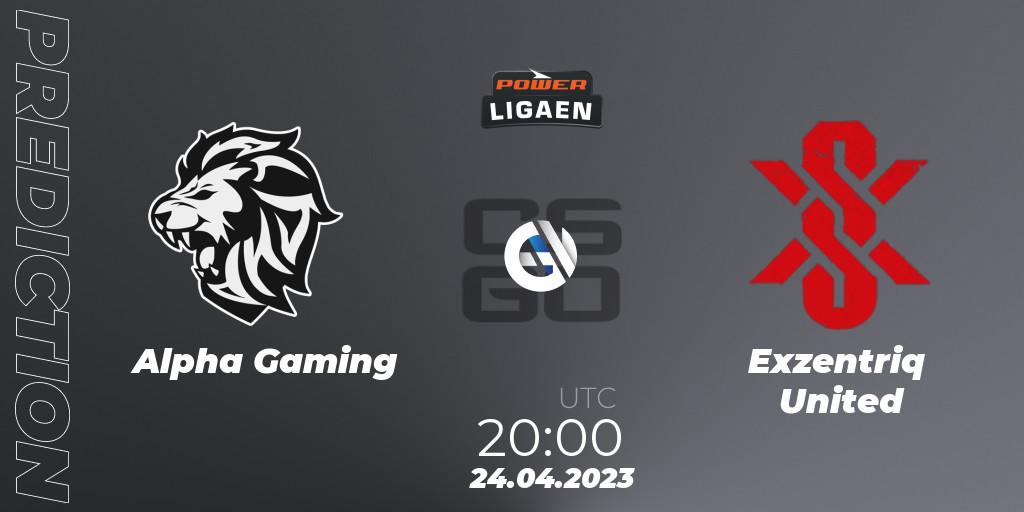 Pronósticos Alpha Gaming - Exzentriq United. 24.04.2023 at 20:00. Dust2.dk Ligaen Season 23 - Counter-Strike (CS2)