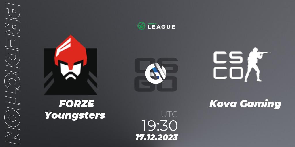 Pronósticos FORZE Youngsters - Kova Gaming. 17.12.2023 at 19:30. ESEA Season 47: Intermediate Division - Europe - Counter-Strike (CS2)