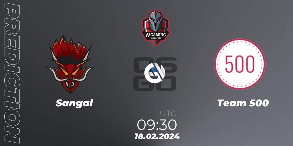 Pronósticos Sangal - Team 500. 18.02.2024 at 09:30. A1 Gaming League Season 8 - Counter-Strike (CS2)