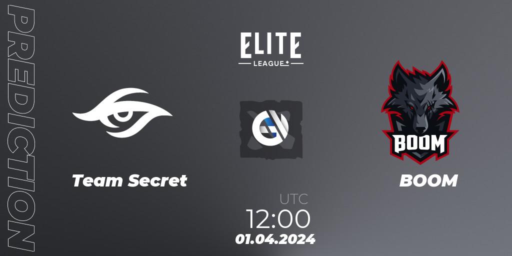 Pronósticos Team Secret - BOOM. 01.04.24. Elite League: Swiss Stage - Dota 2
