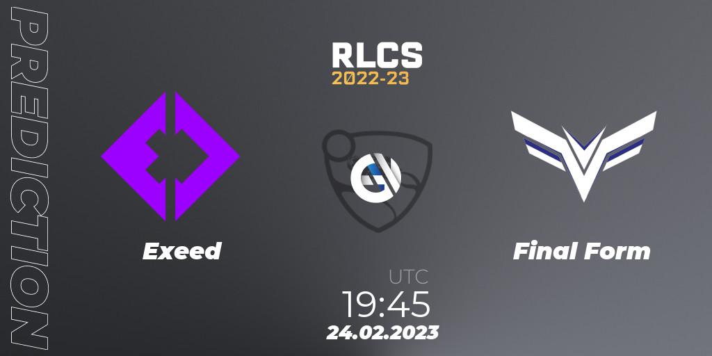 Pronósticos Exeed - Final Form. 24.02.2023 at 19:45. RLCS 2022-23 - Winter: South America Regional 3 - Winter Invitational - Rocket League