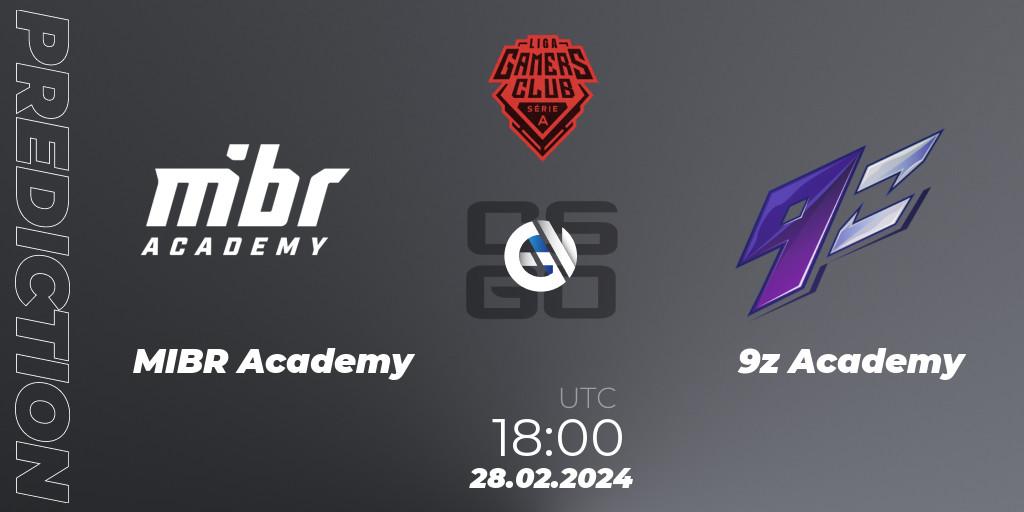 Pronósticos MIBR Academy - 9z Academy. 28.02.24. Gamers Club Liga Série A: February 2024 - CS2 (CS:GO)