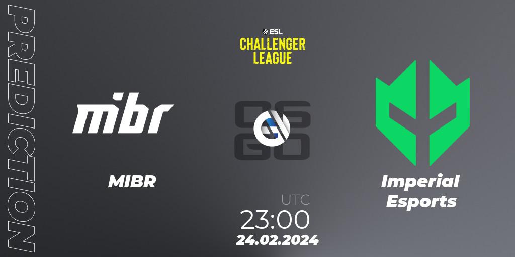 Pronósticos MIBR - Imperial Esports. 24.02.2024 at 23:00. ESL Challenger League Season 47: South America - Counter-Strike (CS2)
