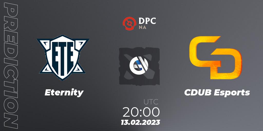 Pronósticos Eternity - CDUB Esports. 13.02.23. DPC 2022/2023 Winter Tour 1: NA Division II (Lower) - Dota 2