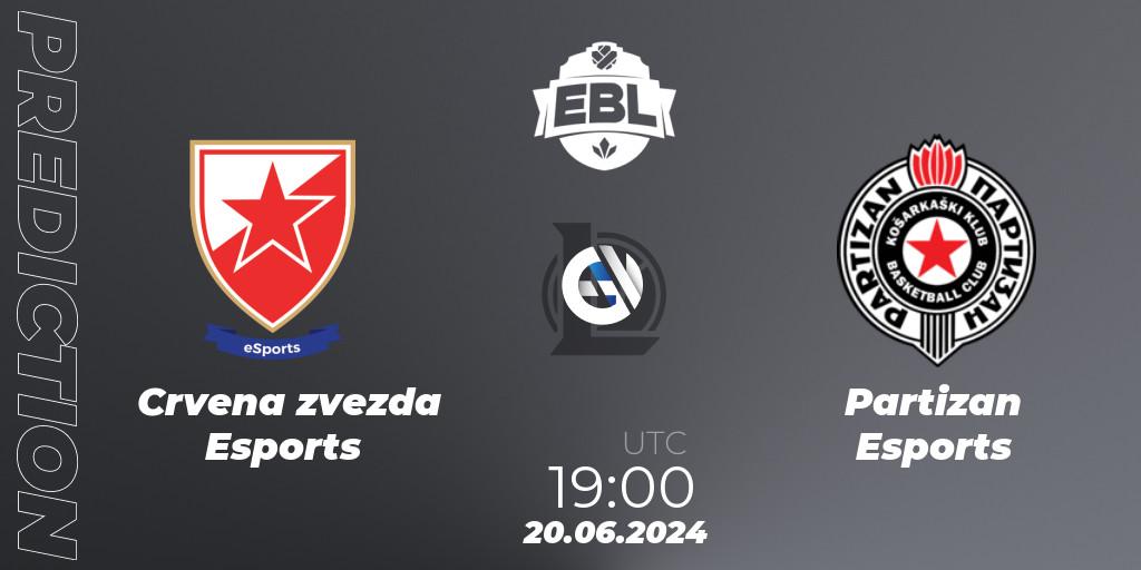 Pronósticos Crvena zvezda Esports - Partizan Esports. 20.06.2024 at 19:00. Esports Balkan League Season 15 - LoL