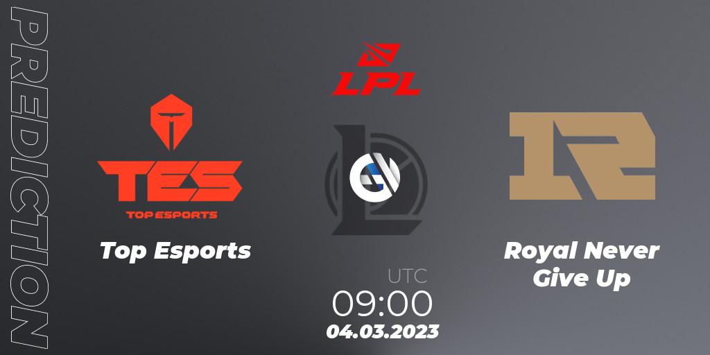 Pronósticos Top Esports - Royal Never Give Up. 04.03.23. LPL Spring 2023 - Group Stage - LoL