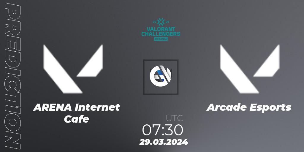 Pronósticos ARENA Internet Cafe - Arcade Esports. 29.03.2024 at 07:30. VALORANT Challengers 2024 Oceania: Split 1 - VALORANT