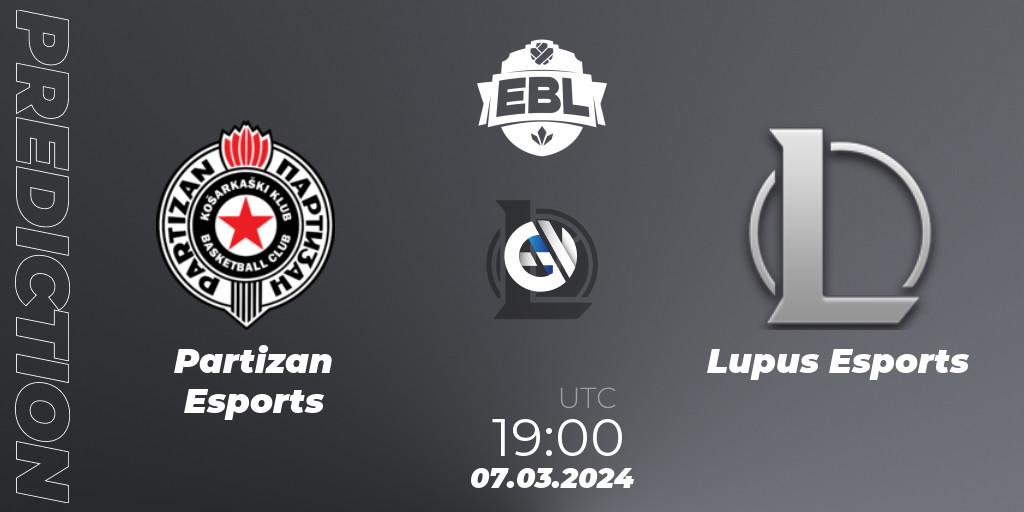 Pronósticos Partizan Esports - Lupus Esports. 07.03.24. Esports Balkan League Season 14 - LoL