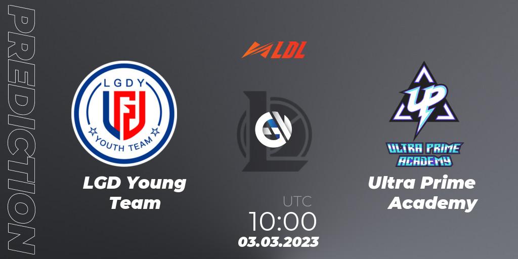 Pronósticos LGD Young Team - Ultra Prime Academy. 03.03.2023 at 10:20. LDL 2023 - Regular Season - LoL