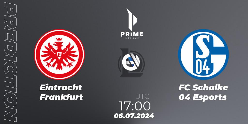 Pronósticos Eintracht Frankfurt - FC Schalke 04 Esports. 06.07.2024 at 17:00. Prime League Summer 2024 - LoL
