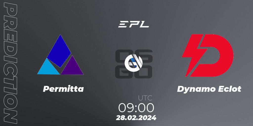 Pronósticos Permitta - Dynamo Eclot. 28.02.2024 at 09:00. European Pro League Season 15: Division 2 - Counter-Strike (CS2)