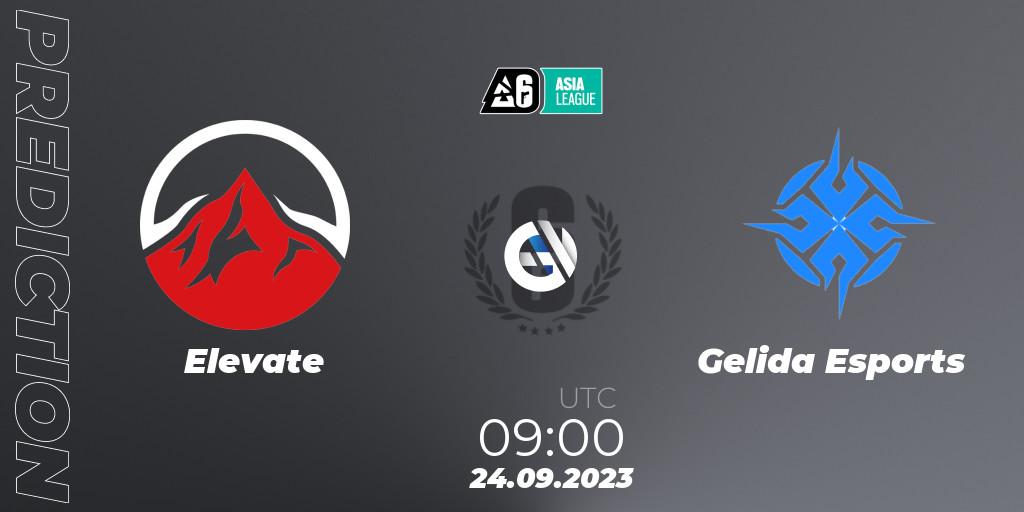 Pronósticos Elevate - Gelida Esports. 24.09.2023 at 09:00. SEA League 2023 - Stage 2 - Rainbow Six