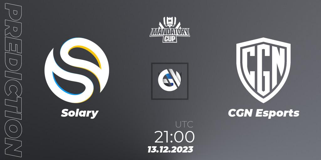Pronósticos Solary - CGN Esports. 13.12.23. Mandatory Cup #3 - VALORANT