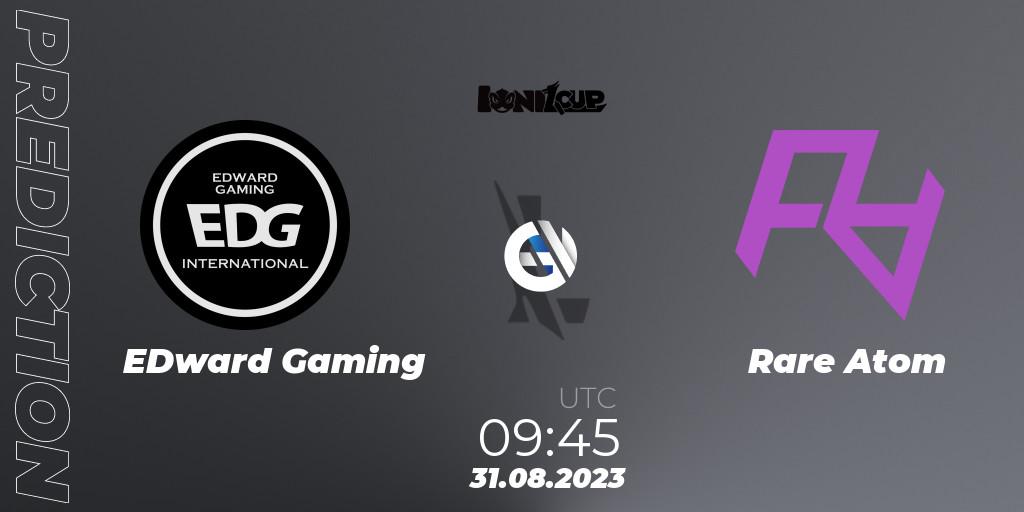 Pronósticos EDward Gaming - Rare Atom. 31.08.2023 at 09:45. Ionia Cup 2023 - WRL CN Qualifiers - Wild Rift