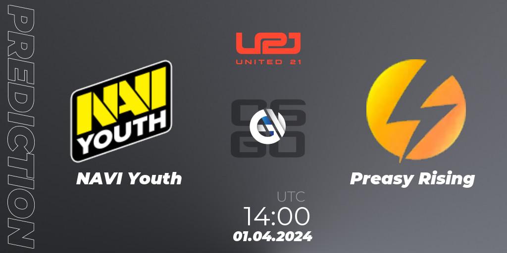 Pronósticos NAVI Youth - Preasy Rising. 01.04.2024 at 14:00. United21 Season 12: Division 2 - Counter-Strike (CS2)