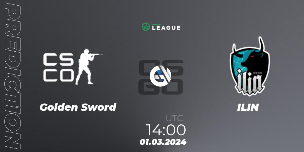 Pronósticos Golden Sword - ILIN. 01.03.2024 at 14:00. ESEA Season 48: Advanced Division - Europe - Counter-Strike (CS2)