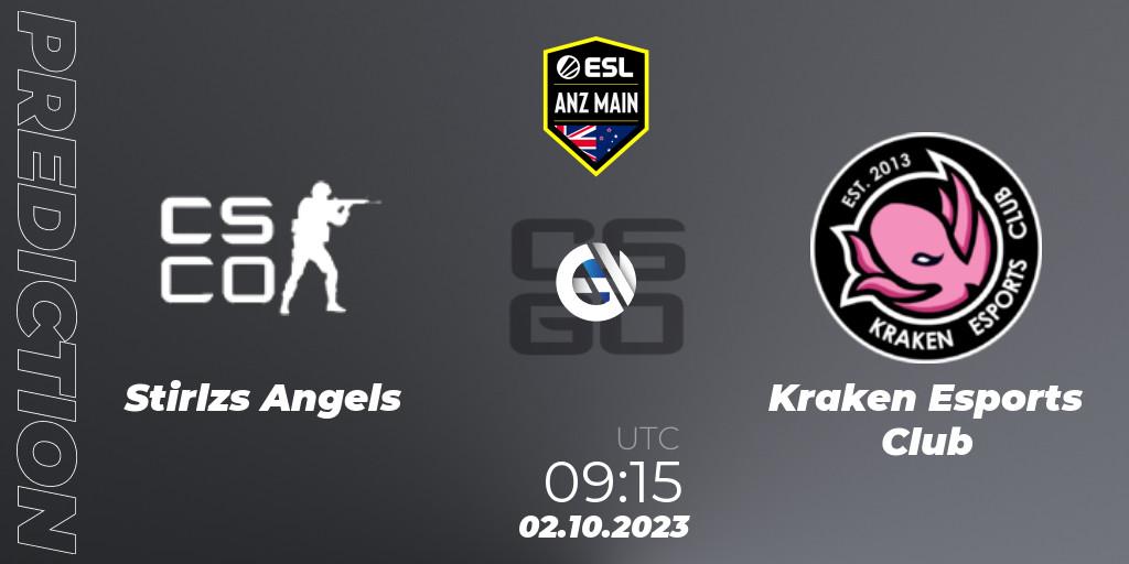 Pronósticos Stirlzs Angels - Kraken Esports Club. 02.10.2023 at 09:15. ESL ANZ Main Season 17 - Counter-Strike (CS2)